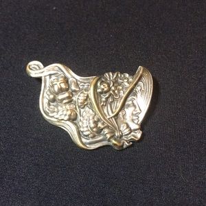 Art Nouveau Female profile Embossed pin